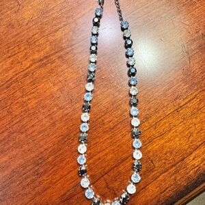 Elegant Blue, White and Black 40 Crystal Necklace